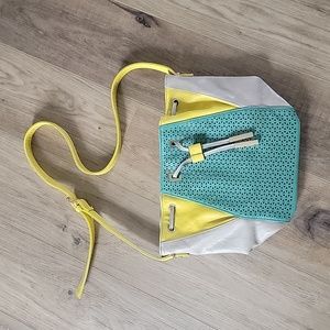 Melie Bianco yellow and teal purse